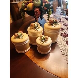 Capodimonte style Porcelain Apple Cluster 4 Canisters